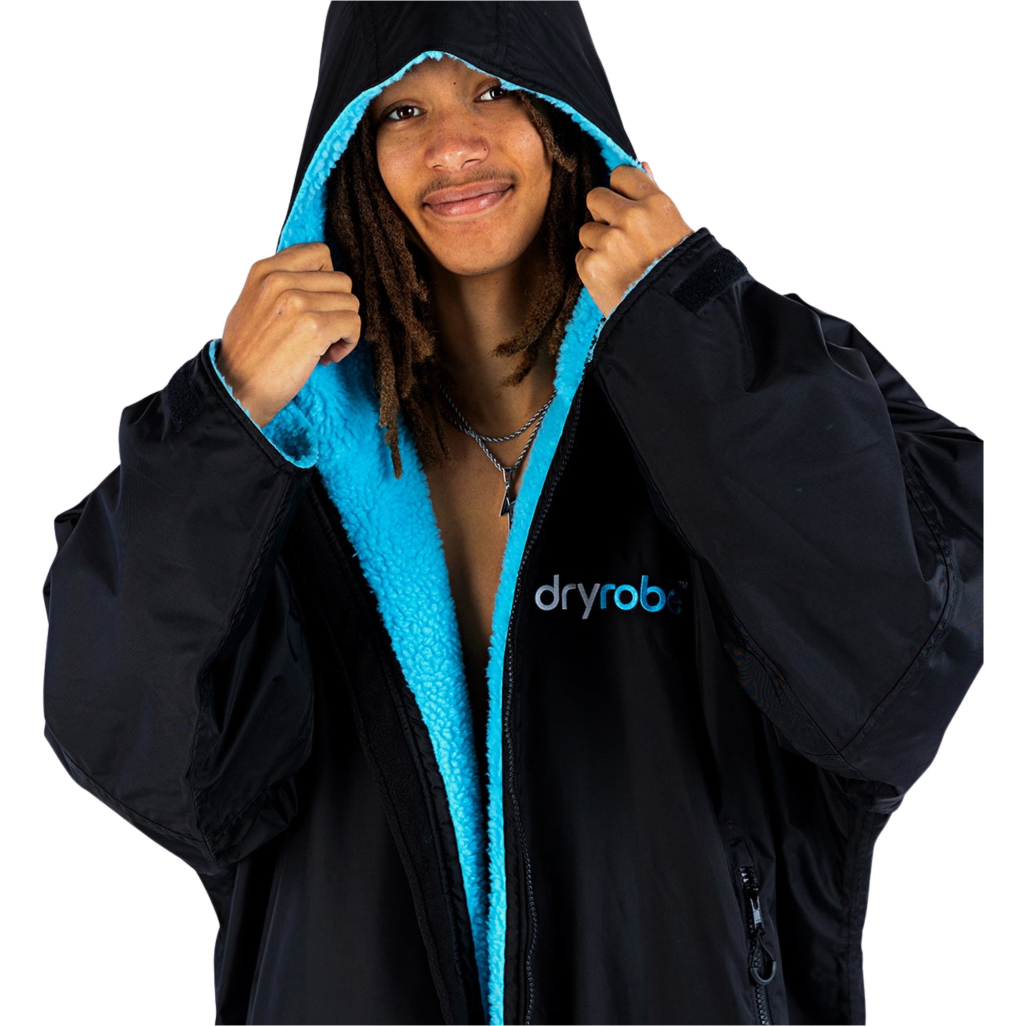 2026 Dryrobe Advance Long Sleeve Changing Robe DALSV3 - Black / Blue